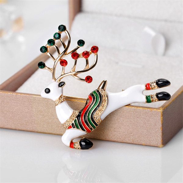 Cubic Zirconia & 18K Gold-Plated Jumping Reindeer Brooch For Cheap