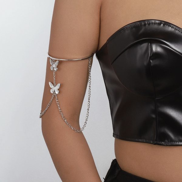 Silver-Plated Butterfly Chain Arm Cuff For Sale