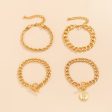 18K Gold-Plated Coin Toggle Chain Bracelet Set Fashion