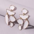 White Enamel & 18K Gold-Plated Geometric Drop Earrings Supply