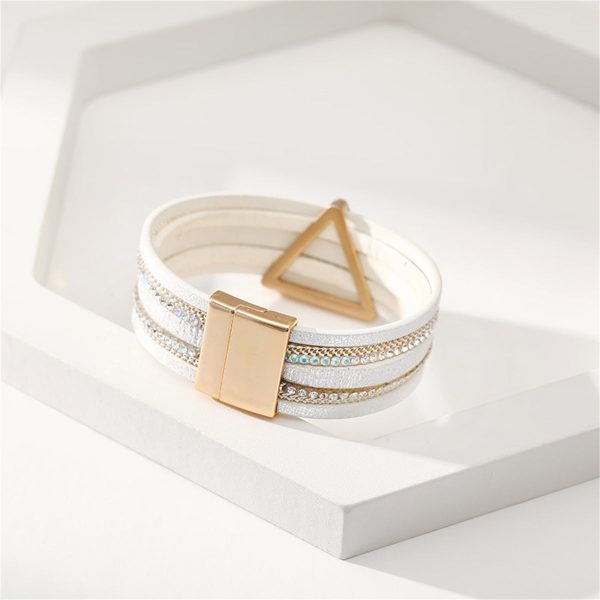 White Polystyrene & Cubic Zirconia Triangle Layered Bracelet Online Sale