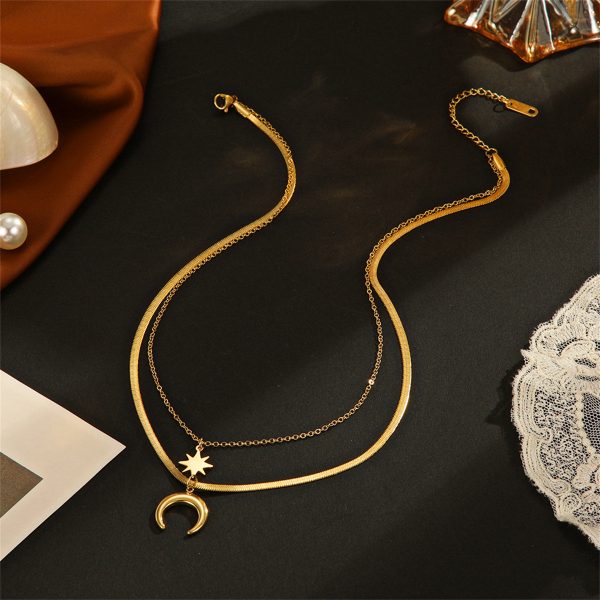 18K Gold-Plated Celestial Snake-Chain Layered Necklace Hot on Sale