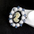 Blue Cubic Zirconia & Silver-Plated Cameo Brooch For Discount