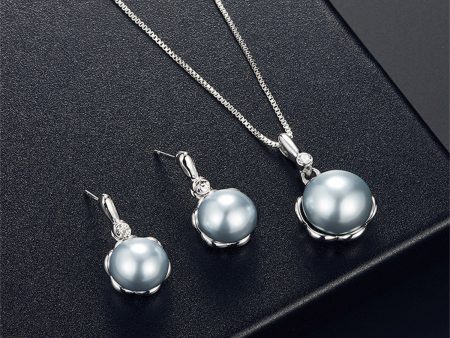 Pearl & Cubic Zirconia Blossom Earrings & Pendant Necklace For Discount