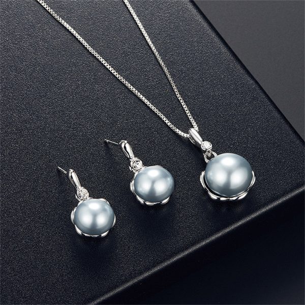 Pearl & Cubic Zirconia Blossom Earrings & Pendant Necklace For Discount