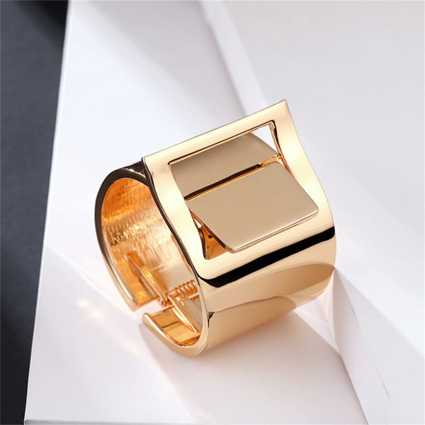 18K Gold-Plated Buckle Wide-Brim Bangle on Sale