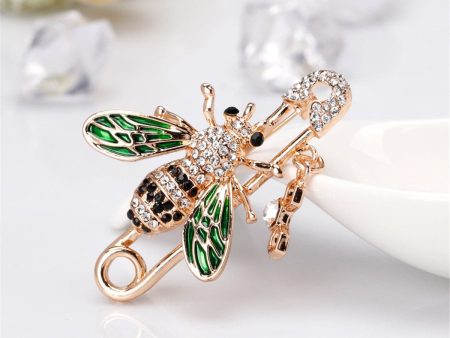 Cubic Zirconia & 18K Gold-Plated Bee & Pin Brooch For Discount