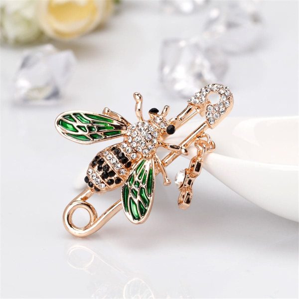 Cubic Zirconia & 18K Gold-Plated Bee & Pin Brooch For Discount