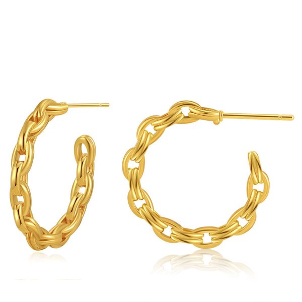 18K Gold-Plated Cable Chain Hoop Earrings Hot on Sale