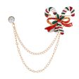 Cubic Zirconia & 18K Gold-Plated Candy Cane Chain Brooch Online Sale