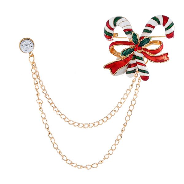 Cubic Zirconia & 18K Gold-Plated Candy Cane Chain Brooch Online Sale