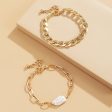 Pearl & 18K Gold-Plated Curb Chain Bracelet Set Online