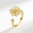 White Enamel & 18K Gold-Plated Cubic Zirconia-Accent Rotatable Mum Open Ring on Sale