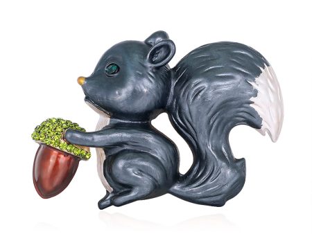 Cubic Zirconia & Black Oil Drop Squirrel Brooch Online Hot Sale