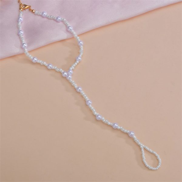 White Howlite & Pearl 18K Gold-Plated Toe-Ring Anklet on Sale