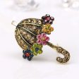 Yellow Cubic Zirconia & 18K Gold-Plated Flower Umbrella Brooch For Cheap