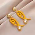 Yellow Acrylic & Cubic Zirconia 18K Gold-Plated Fish Drop Earrings Hot on Sale