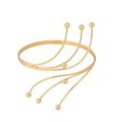 18K Gold-Plated Beaded Bypass Arm Cuff For Cheap