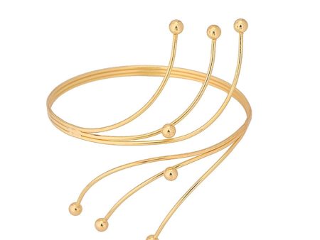 18K Gold-Plated Beaded Bypass Arm Cuff For Cheap