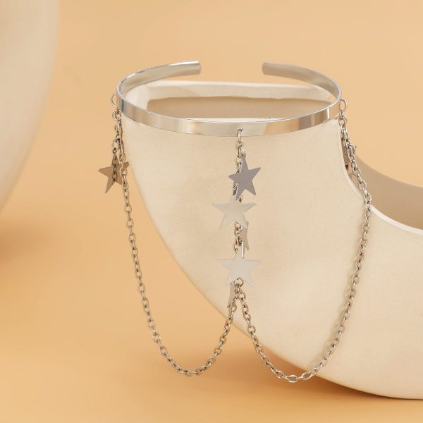 Silver-Plated Star Drop Chain Arm Cuff Online Sale