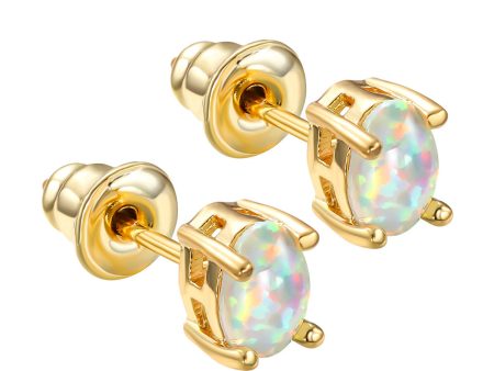 White Egg Opal & 18K Gold-Plated Stud Earrings on Sale