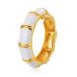 White Enamel & 18K Gold-Plated Bamboo Bangle For Cheap