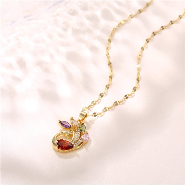 Red Crystal & Clear Cubic Zirconia Phoenix Pendant Necklace Online Hot Sale