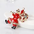 Cubic Zirconia & 18K Gold-Plated Santa Claus & Presents Brooch Cheap