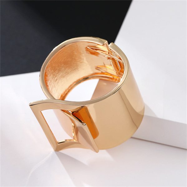 18K Gold-Plated Buckle Wide-Brim Bangle on Sale