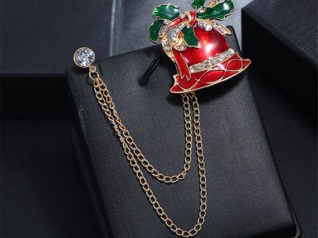 Cubic Zirconia & Enamel 18K Gold-Plated Bell Chain Brooch Sale