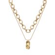 18K Gold-Plated Chain Rectangle Pendant Necklace Set Supply