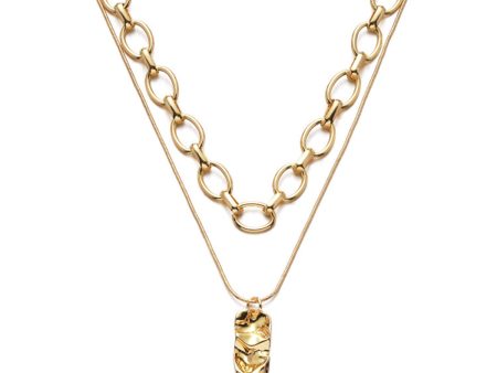 18K Gold-Plated Chain Rectangle Pendant Necklace Set Supply