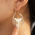 18K Gold-Plated Bee Honeycomb Drop Earrings For Cheap