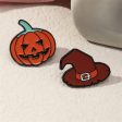 Enamel & Rhodium Plated Pumpkin Witch Hat Badge Set Online Sale