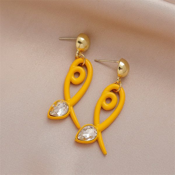 Yellow Acrylic & Cubic Zirconia 18K Gold-Plated Fish Drop Earrings Hot on Sale