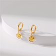 Yellow Crystal & 18K Gold-Plated Round Huggie Earrings For Sale