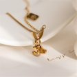 18K Gold-Plated  Luck  Rabbit Rectangle Pendant Necklace on Sale