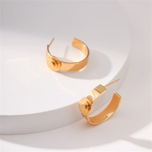 18K Gold-Plated Button Huggie Earrings Online now