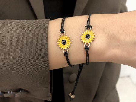 Yellow Enamel & Polyster 18K Gold-Plated Sunflower Adjustable Bracelet - Set Of Two Discount