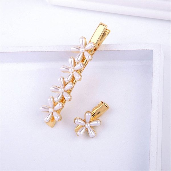 Pearl & 18K Gold-Plated Flower Hair Clip Set on Sale