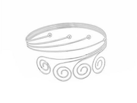 Silver-Plated Four-Swirl Arm Cuff Online now