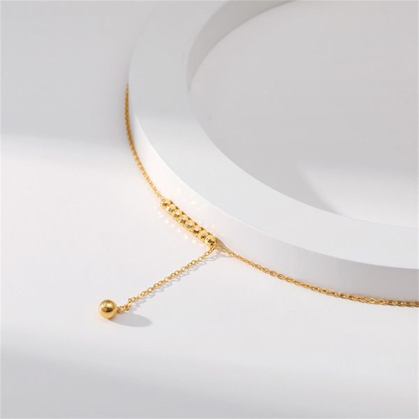 18K Gold-Plated Bead Lariat Necklace For Sale