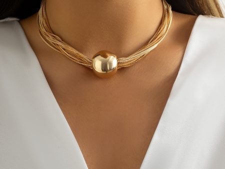 18K Gold-Plated Ball Mutli-Chain Collar Necklace Necklace Fashion