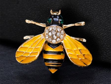 Cubic Zirconia & 18K Gold-Plated Bee Brooch Fashion