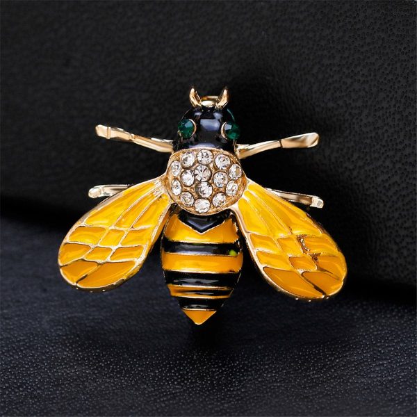 Cubic Zirconia & 18K Gold-Plated Bee Brooch Fashion