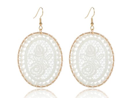 White Polyster & 18K Gold-Plated Botanical Oval Drop Earrings Supply