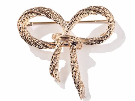 18K Gold-Plated Twine Bow Brooch For Discount