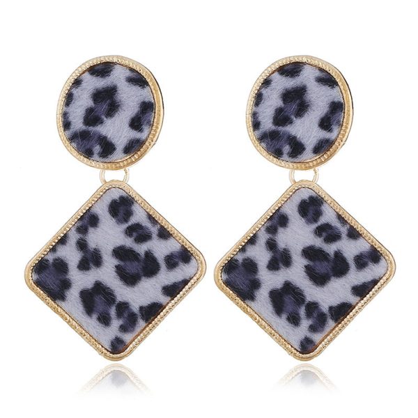 White Gabardine & 18K Gold-Plated Leopard Print Drop Earrings For Discount