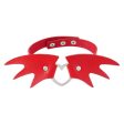 Red Polyurethane & Silver-Plated Bat Wing Heart Choker Necklace Fashion