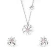 Cubic Zirconia & Stainless Steel Mum Stud Earrings & Pendant Necklace Online now